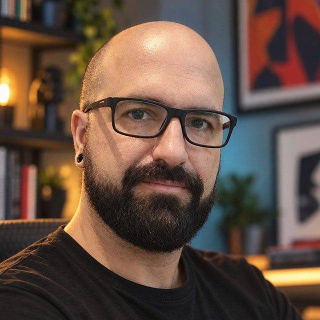 Retrato original de Lucas Hipólito em seu estúdio